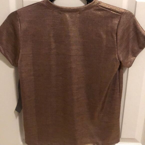 Prince Peter Collection Rose Gold/Copper Short Sleeve Metallic Top - Picture 6 of 6